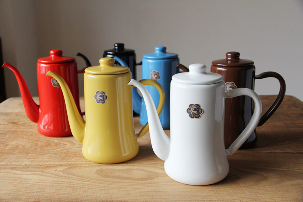 Noda Yue rabbit hand-printed coffee pot fine mouth pot enamel enamel pot 0.7 1.2L