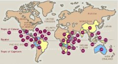 Distribution Map of Coffee producing countries in the World
