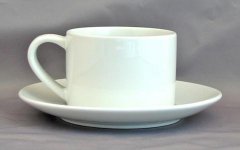 Coffee cups and saucers come in three sizes