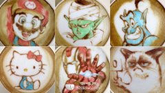 It's so cute. Game latte art.