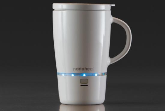 Nanoheat wireless intelligent heating water cup can heat seven cups of coffee at a time.